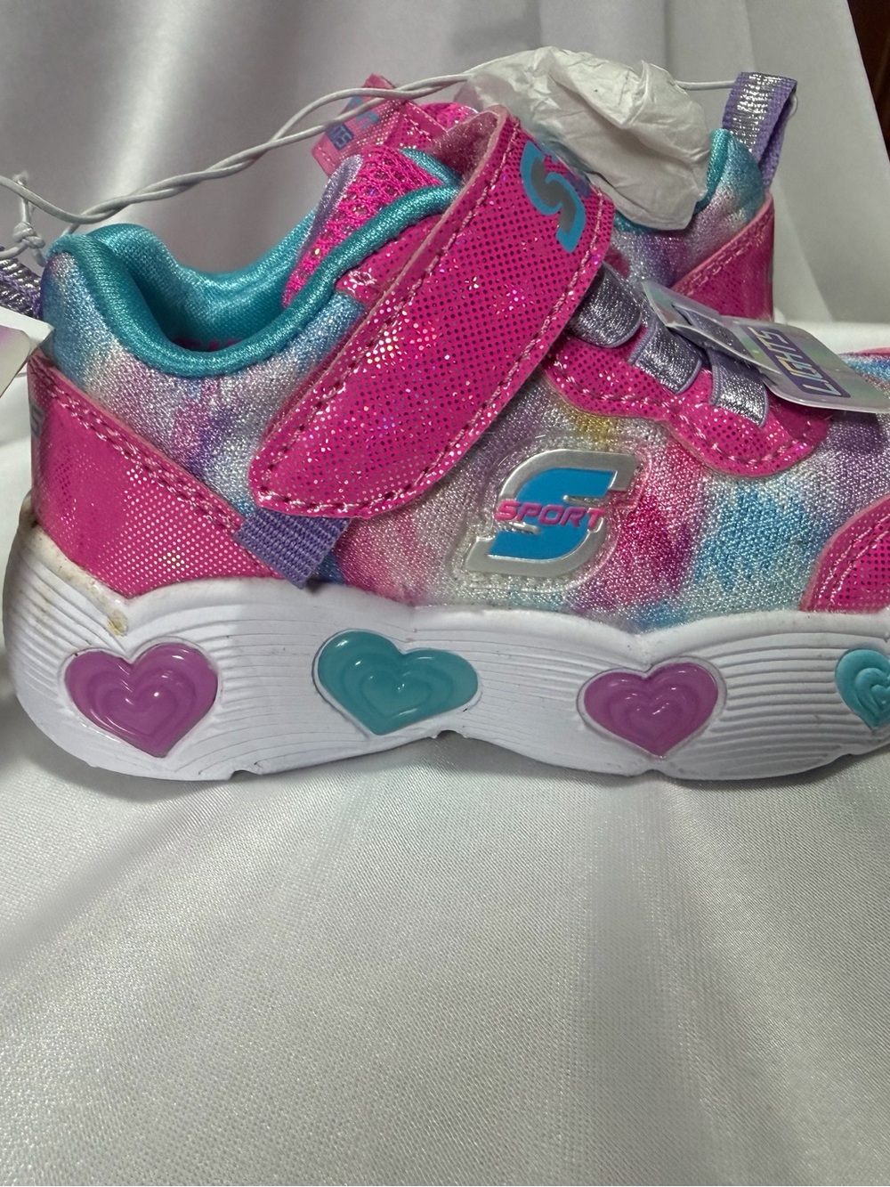 Skechers Kids' Pink & Teal Heart Light-Up Sneakers